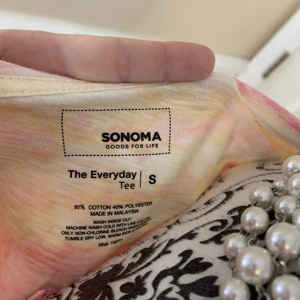 Sonoma, every day, T-shirt, tie, dye, pink and yellow, size small - Picture 4 of 6